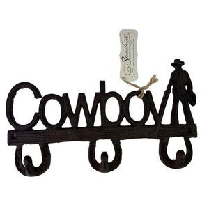 Rustic Cast Iron Cowboy Wall Hook - Keys, Towels, Coats
